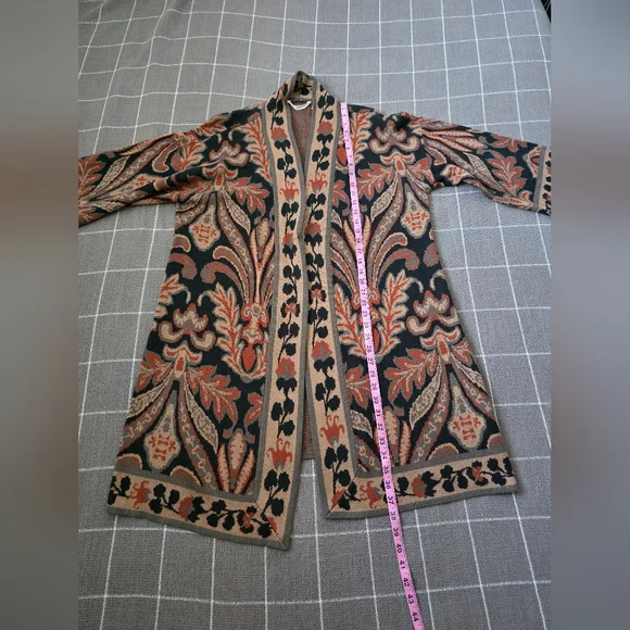 Soft Surroundings Jacquard Sweater Cardigan Paisley Tapestry Suzani Boho - Picture 3 of 7